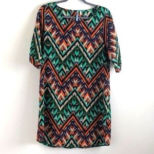 MOONLIGHT Geometric Shift Dress Deco Chevron M mod midcentury Deco Chevron